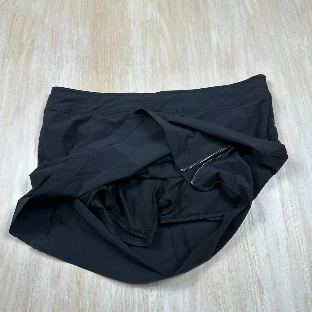 Athleta Black Jenner Athletic Stretch Zipper Detail Golf Tennis Gym Skort 14 - Picture 8 of 13